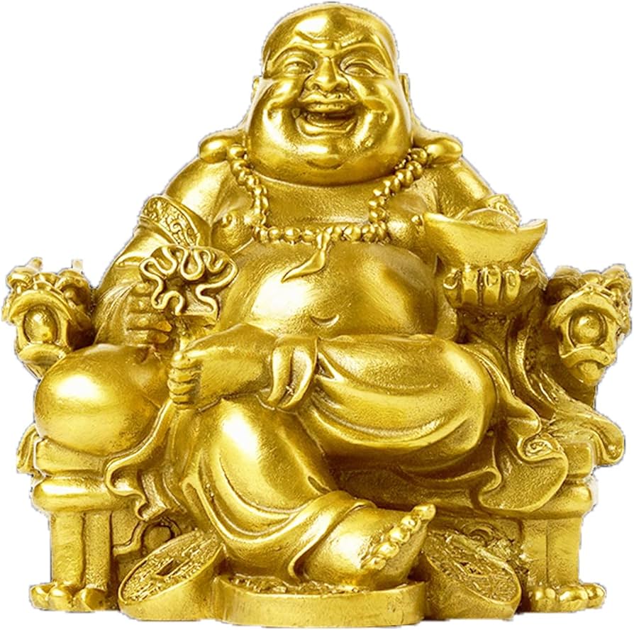 Amazon.co.jp: 布袋様 置物 風水グッズ 弥勒菩薩 仏像 龍椅に座って