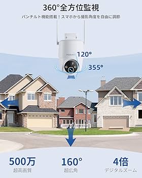 Amazon.co.jp: 【強化版500万超高画素・360°全方位監視・電源不要