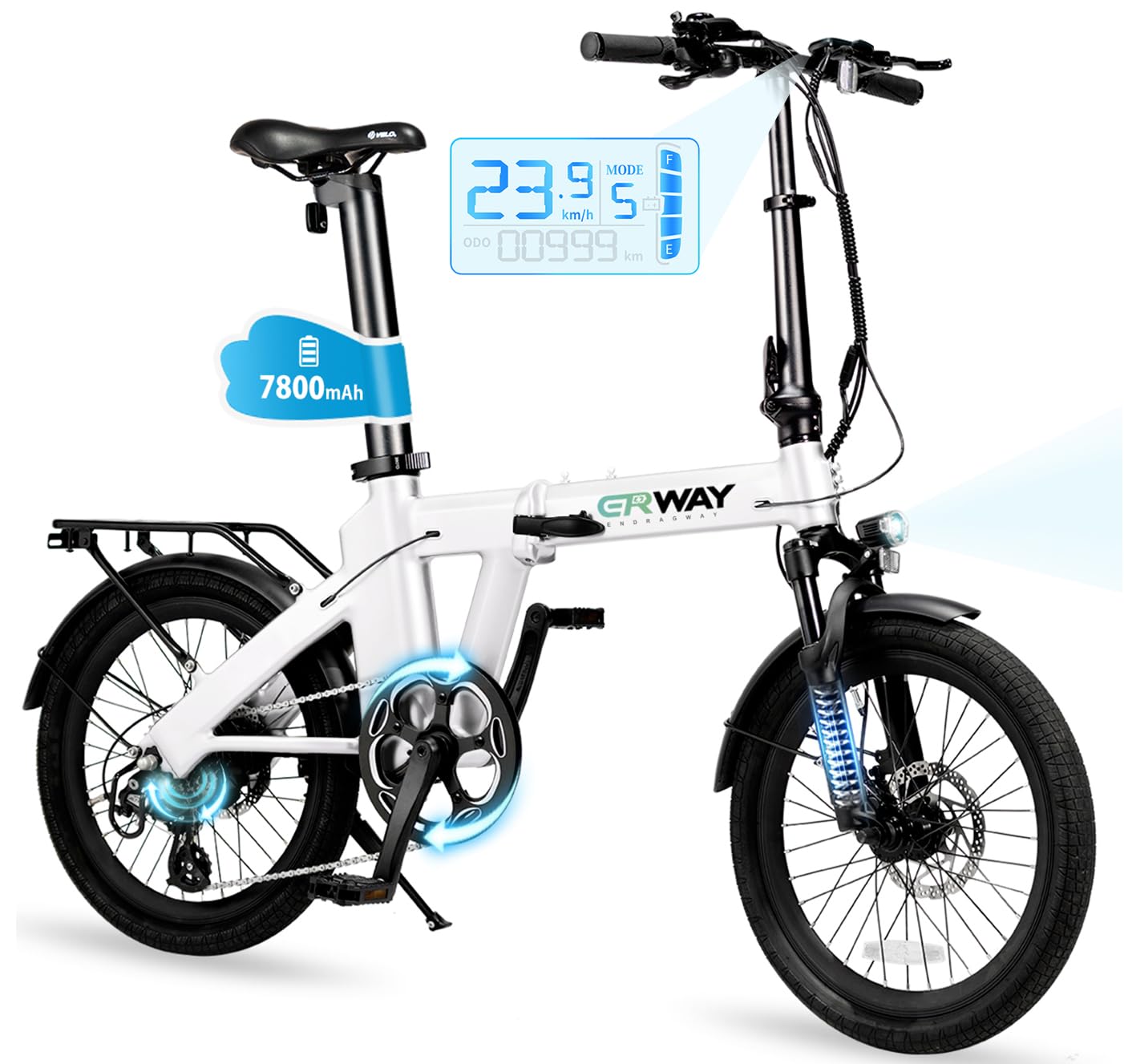 Amazon | ERWAY 電動自転車 電動アシスト自転車 折りたたみ 20インチ