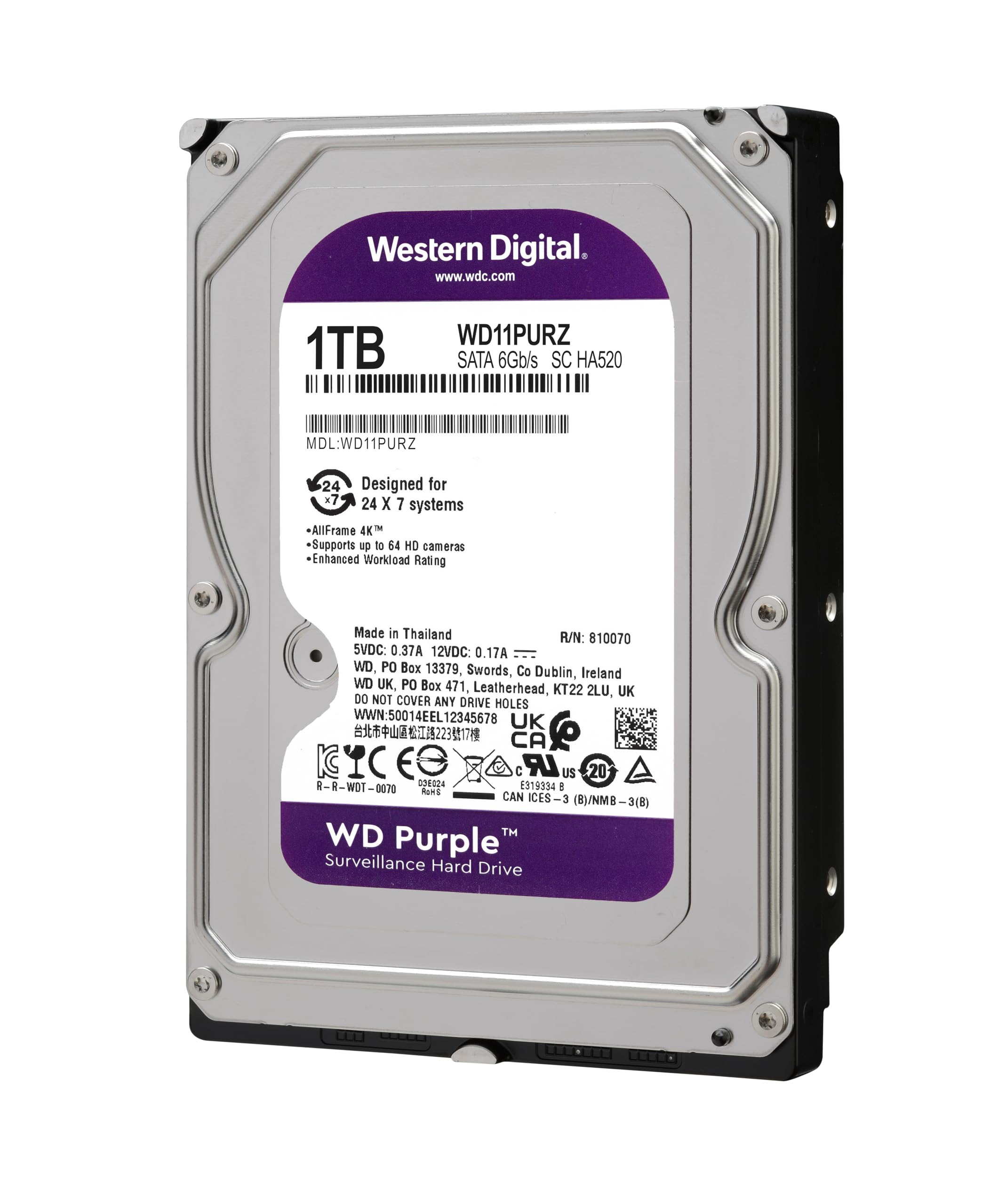 Amazon | Western Digital HDD 1TB WD Purple 監視システム 3.5インチ