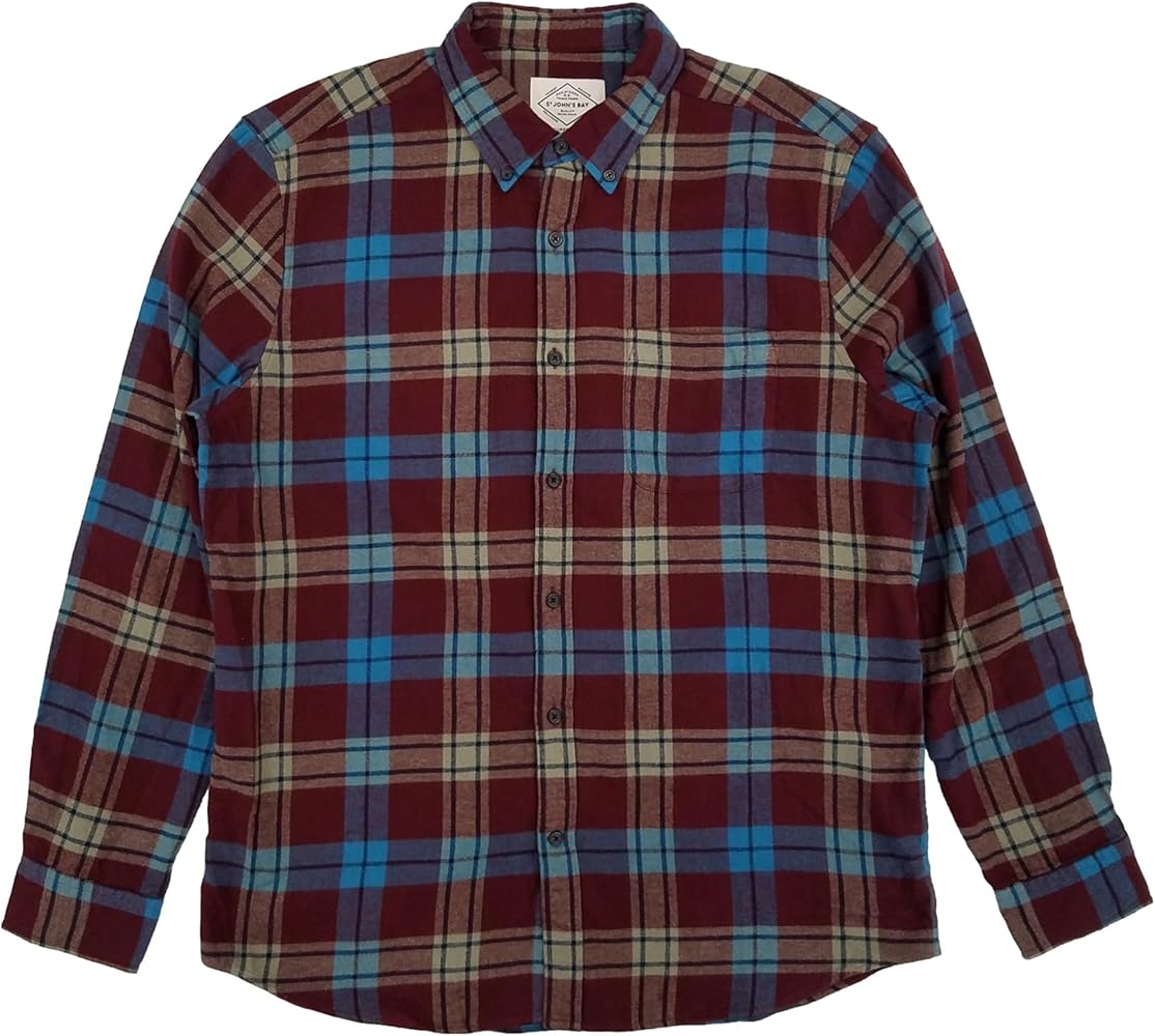 Amazon.com: St. John's Bay Mens Burgundy Multi Plaid Long Sleeve