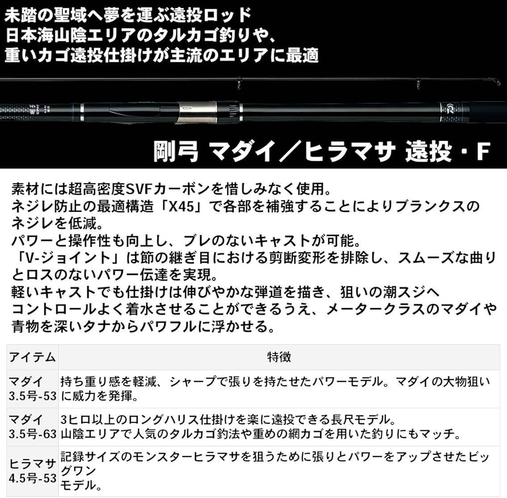Amazon | ダイワ(DAIWA) 磯竿 剛弓ヒラマサ 4.5-53遠投・F 釣り竿
