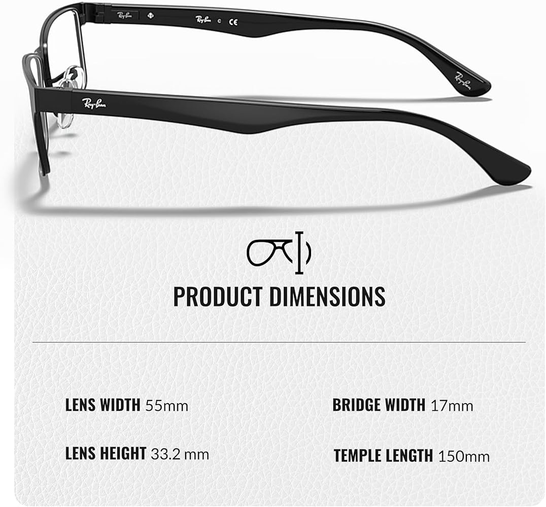 Ray-Ban RB6238 Rectangle Shape Metal Eyeglasses with Official