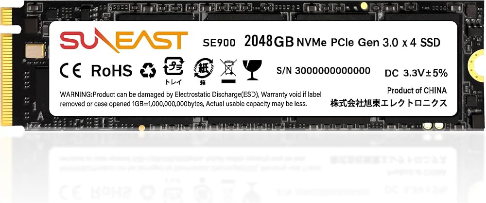 Amazon | SUNEAST 2TB NVMe SSD PCIe Gen 3.0 ×4 M.2 Type 2280 内蔵