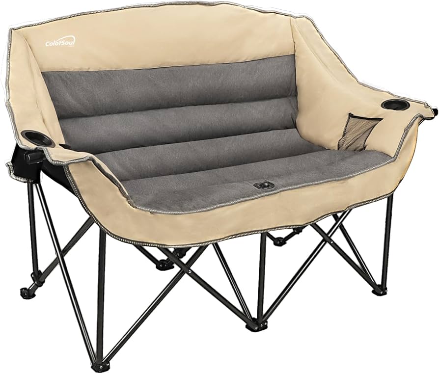 Amazon.com: Double Folding Camping Chair Fully Padded Loveseat