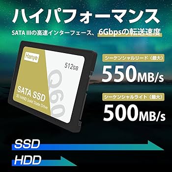Amazon | Hanye 512GB 内蔵型SSD 2.5インチ 7mm 3D NAND採用 SATAIII
