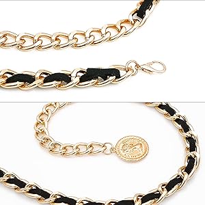 HIQUACC Leather Chain Belts for Women Girls, Layered Body Chain