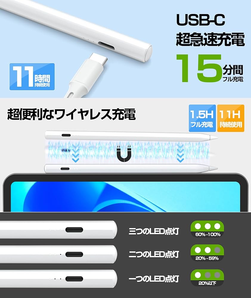 Amazon | 【2025年新登場 ワイヤレス/Type-C急速充電】タッチペン