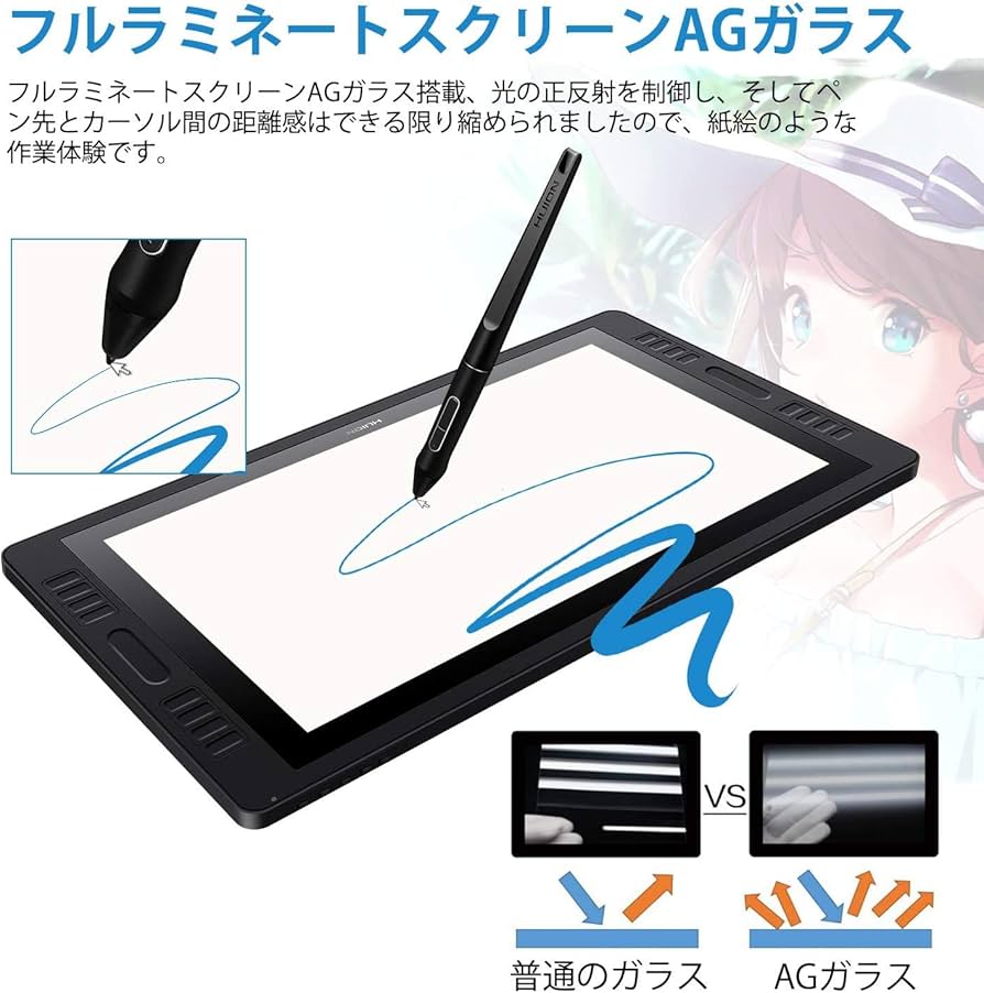 Amazon.co.jp: HUION 液タブ Kamvas Pro 20 液晶ペンタブレット19.5