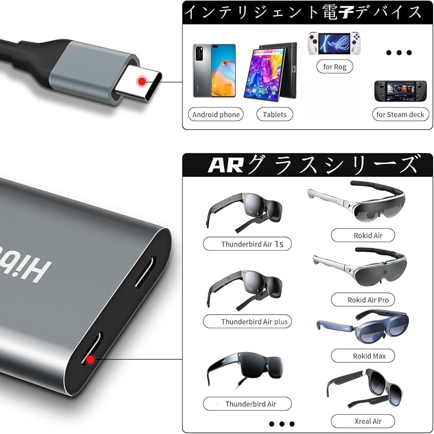 Amazon.co.jp: USB C to xreal hub/充電/プレイ アダプター/XREAL Air