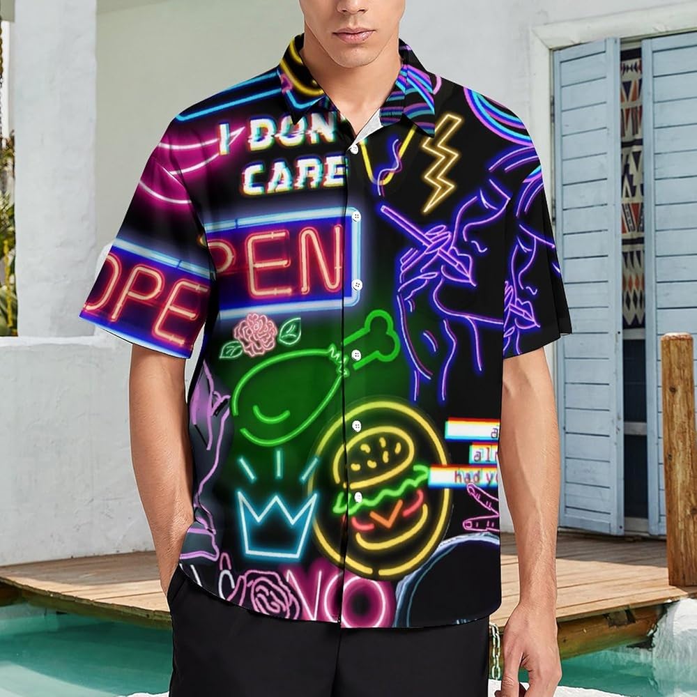 Amazon.com: Snbidmk Neon Party Shirt for Men Casual Button Down