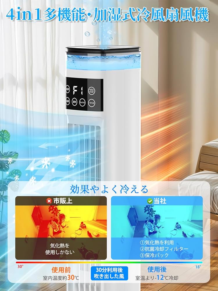 Amazon.co.jp: SOTCAR 冷風扇 冷風扇風機 【スリムタワー型 ダブル水