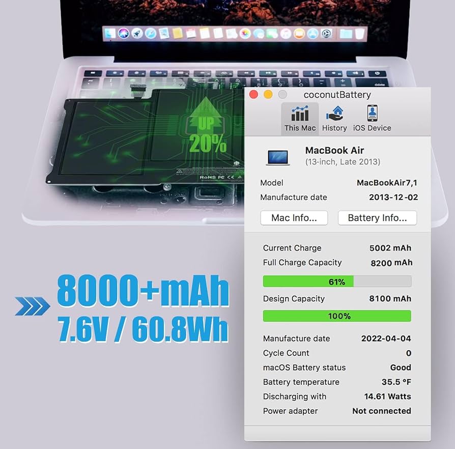 Amazon.co.jp: 置換電池 MacBook Air 13 Inch バッテリー A1466 【PSE