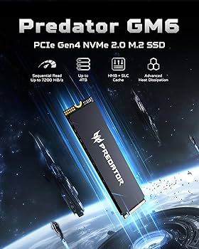 acer Predator GM6 2TB M.2 NVMe PCIe 4.0 SSD - Read Speed up to