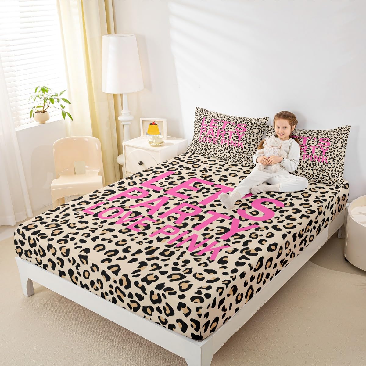 Amazon.co.jp: Homewish ヒョウ柄ボックスシーツ クイーンサイズ ラブ