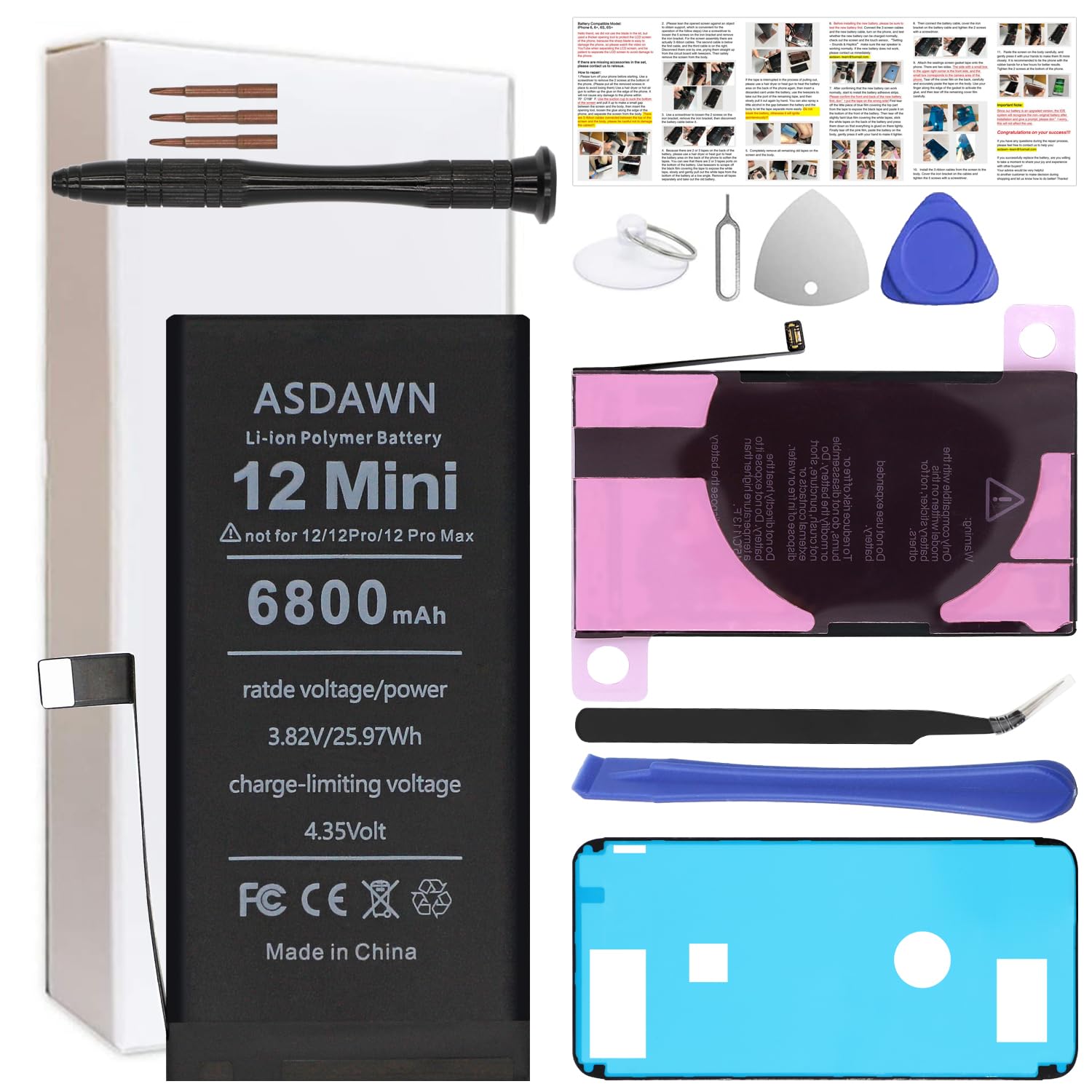 Amazon.com: ASDAWN 6800mAh Battery for iPhone 12 Mini (Not for 12