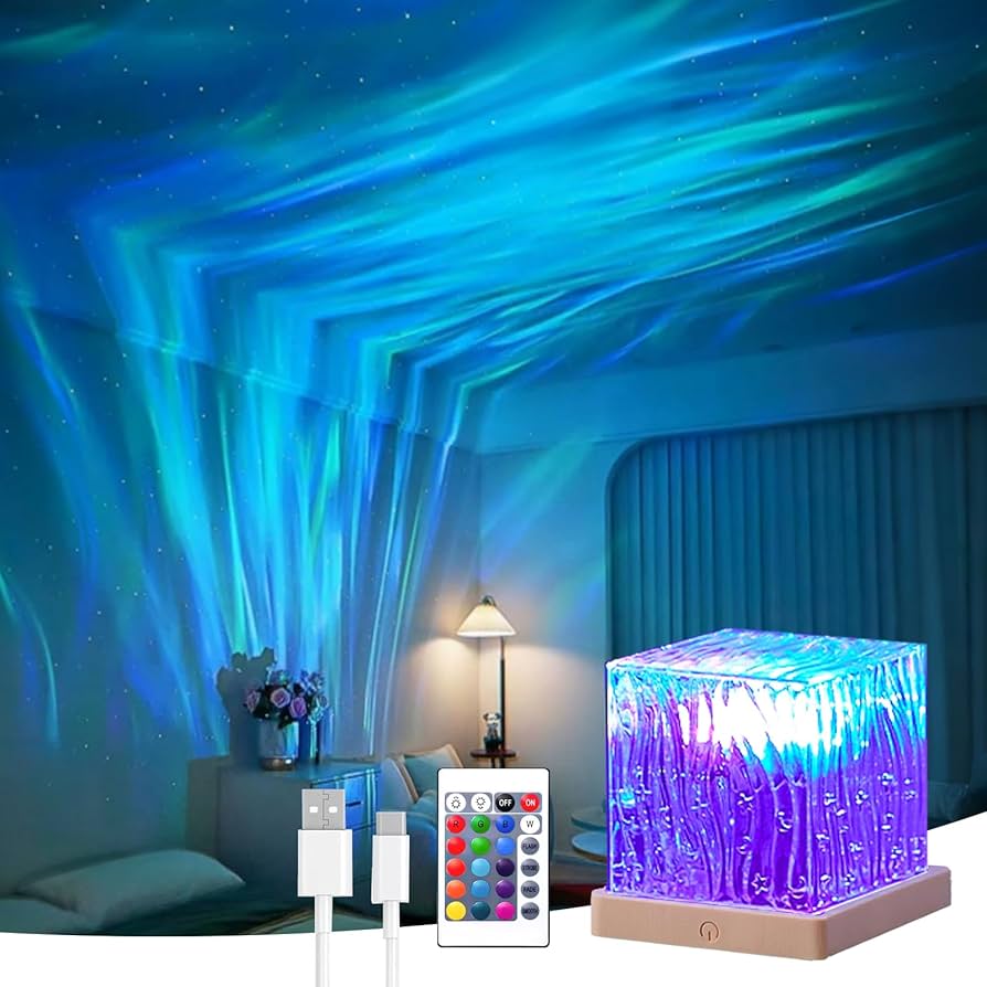 Growalleter Northern Lights Projector, 16 Colors Rechargeable