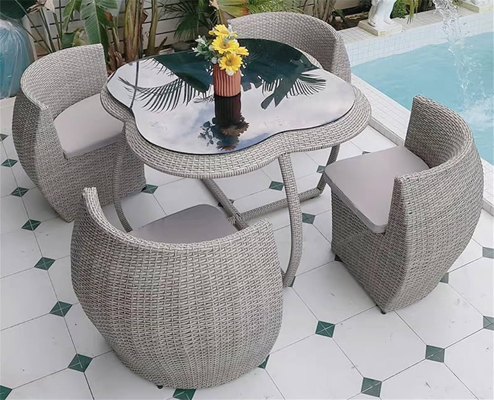 Amazon.co.jp: ガーデンチェア ラタン調 ガーデンセット 5点セット