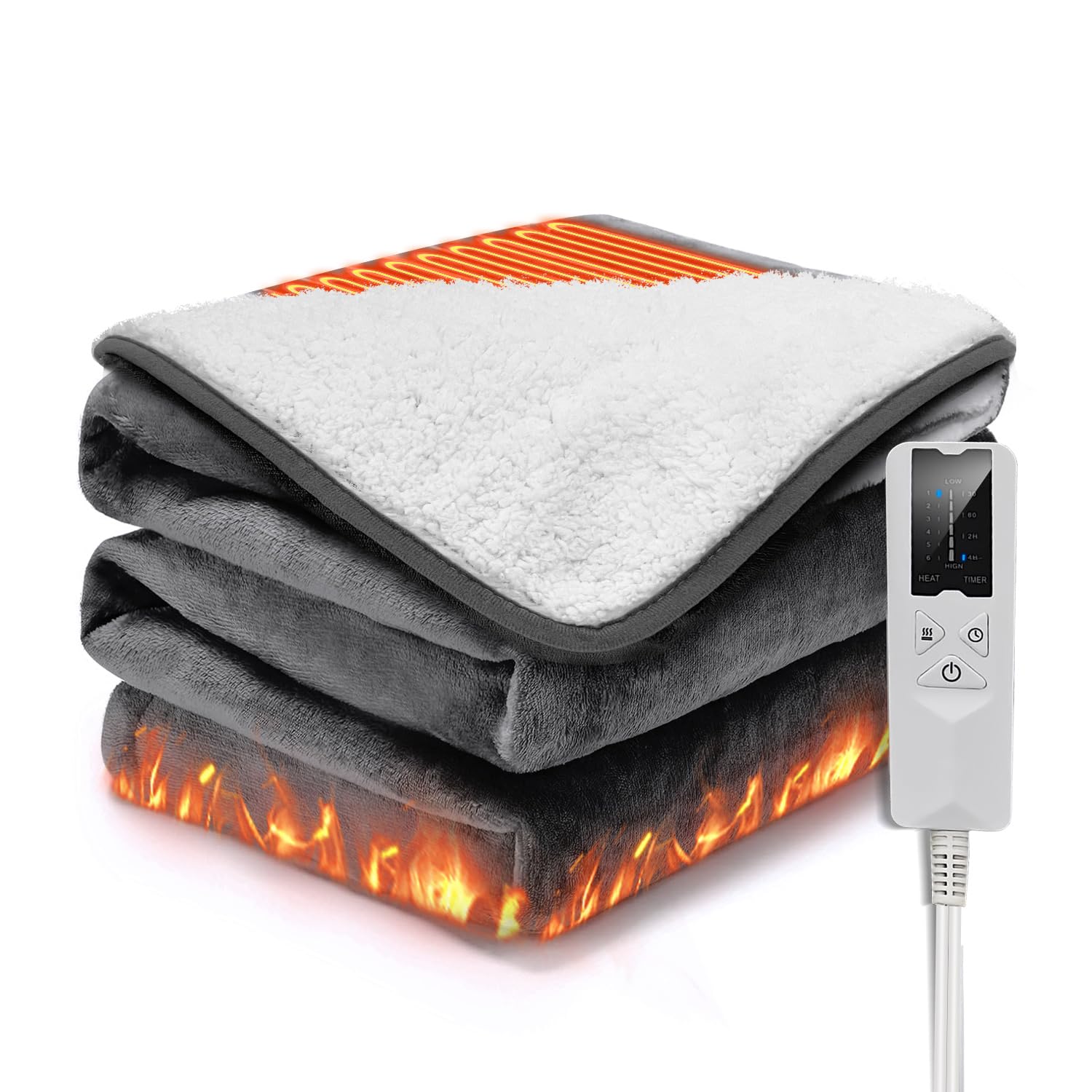 Amazon.co.jp : 電気毛布 掛け敷き兼用 180*133cm 大判サイズ 6段階