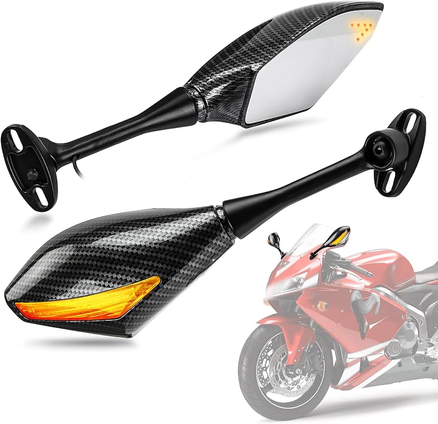 Amazon | バイクミラー ウインカー機能付き 左右セット 軽量 グロス