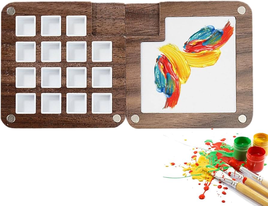 Amazon.co.jp: ポータブルスケッチブックパレット、15グリッドの木製