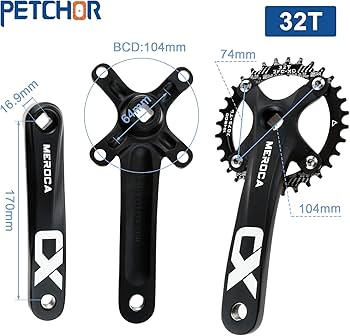 Amazon | 自転車クランク 自転車クランクセット スクエアテーパー