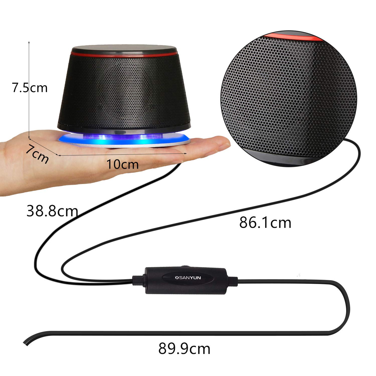 Amazon.co.jp: Sanyun SW102 PCスピーカー 5Wx2 高音質 重低音 大音量