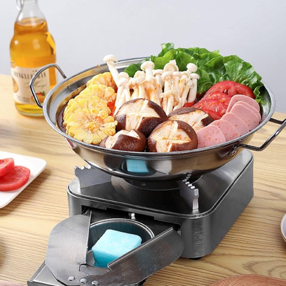 Amazon.co.jp: 固形燃料コンロセット 鍋付き アルコール【コンロ+なべ