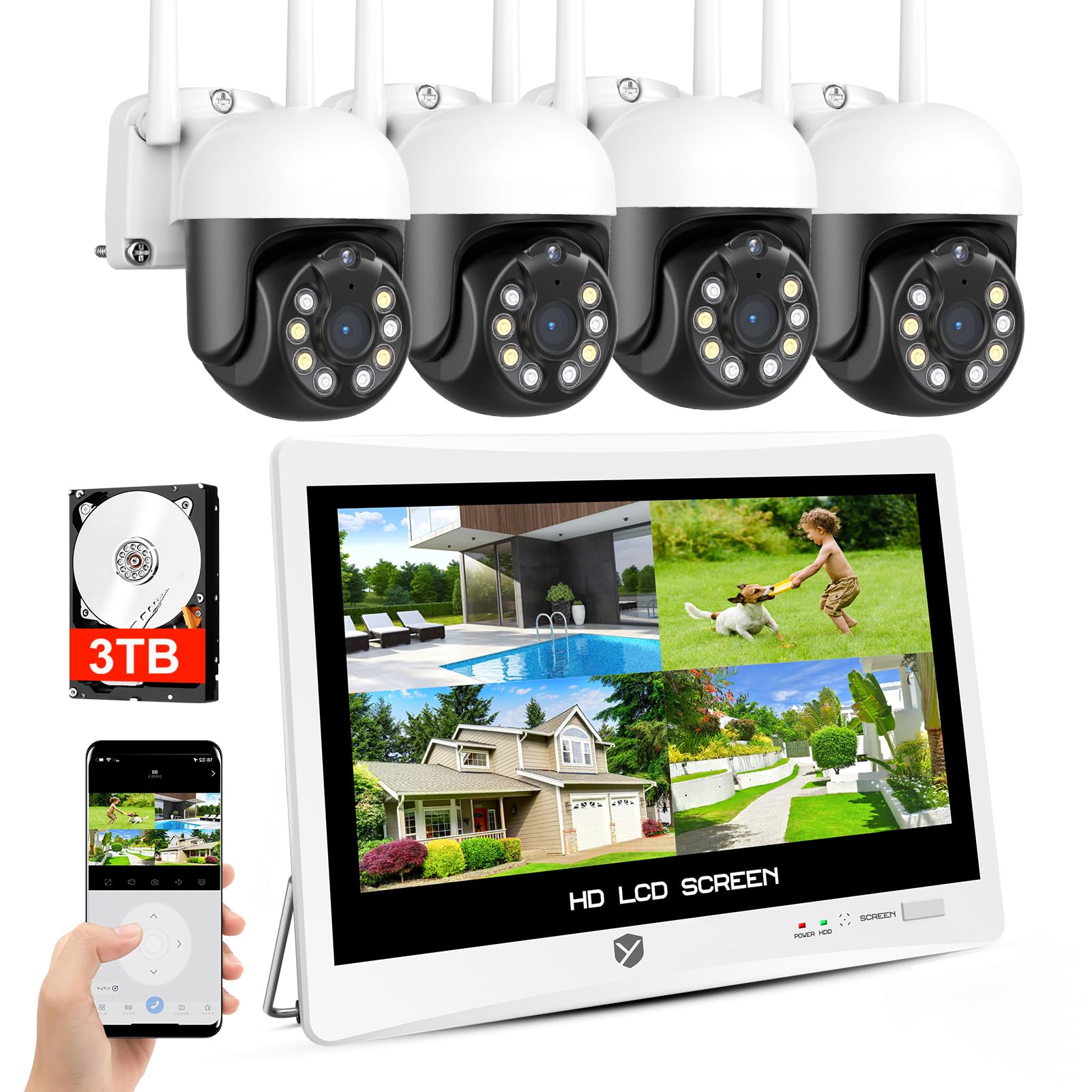 Amazon.co.jp: 【500万画素・360° 追尾機能搭載・3TB HDD内蔵 】防犯