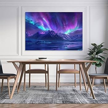 Amazon.co.jp: 絵画 氷河、雪山、オーロラの星空 アートパネル