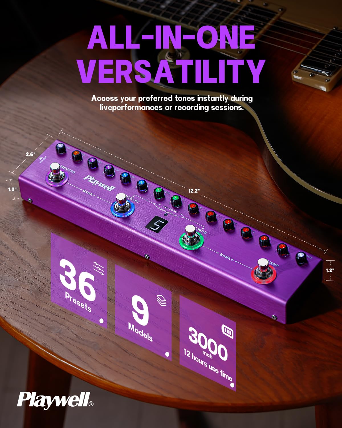 Amazon.co.jp: Playwell マルチエフェクトギターペダル TANK-G