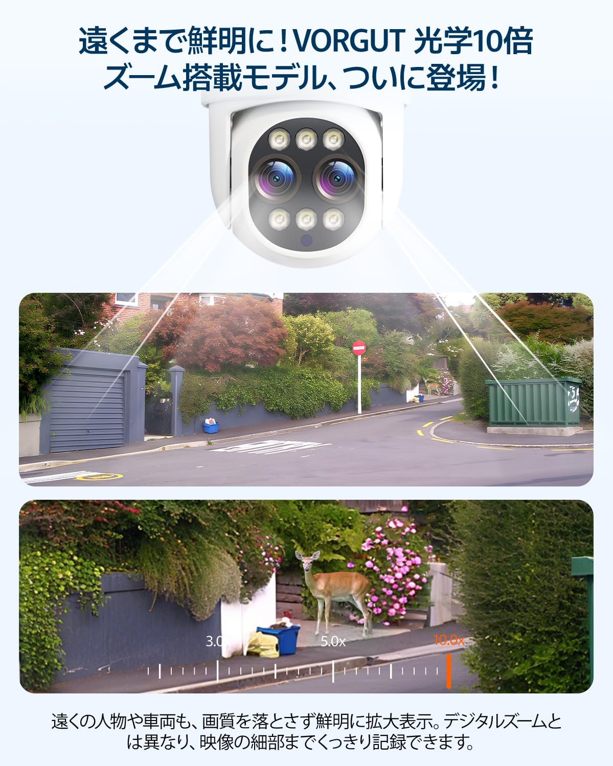 Amazon.co.jp: VORGUT 防犯カメラ 屋外自動追尾 PTZ首振り2.4GHz&5GHz