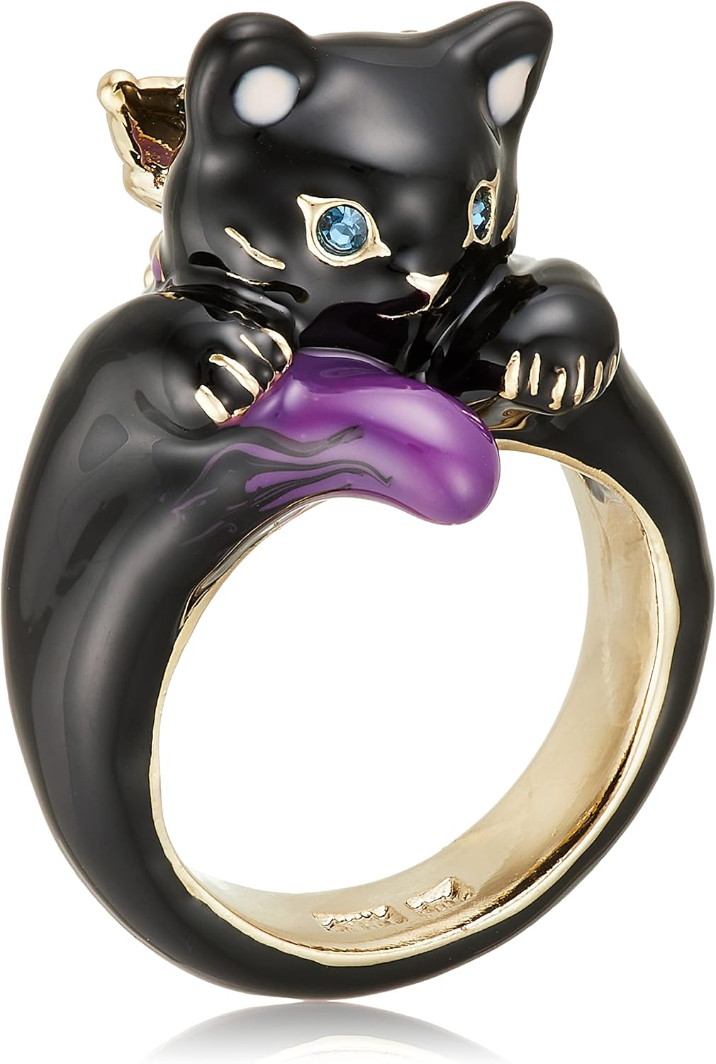 Amazon | [アナスイ] 猫モチーフ リング ブラック LLサイズ