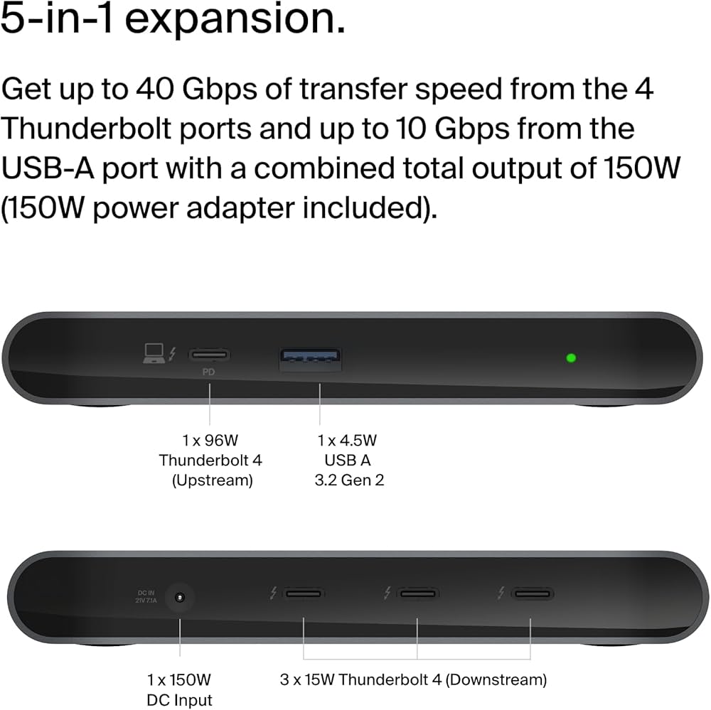 Belkin Connect Thunderbolt 4 Docking Station, 5-in-1 USB-C