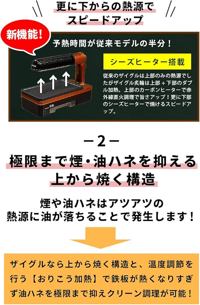 Amazon | ザイグル 煙の出ない無煙ロースター 炙輪 GOLD ワイド