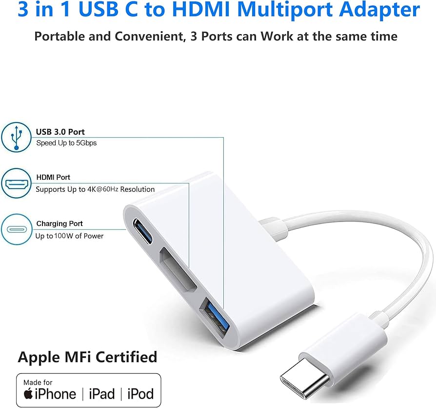 Amazon.com: USB-C Digital AV Multiport Adapter, Apple MFi
