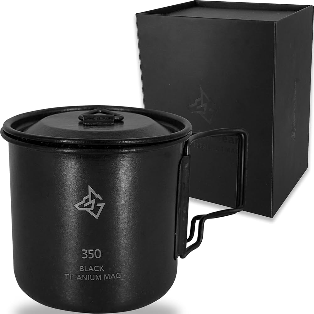 Amazon | BlackishGear チタンマグカップ ブラック 350ml 黒 キャンプ