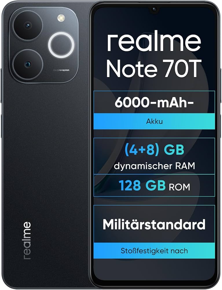 realme Note 70T 4 + 128GB Smartphone, Display Eye Comfort 6.75