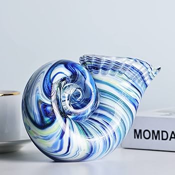 Amazon.co.jp: ガラス貝殻装飾、手吹きガラスコンクシェルの置物 収集