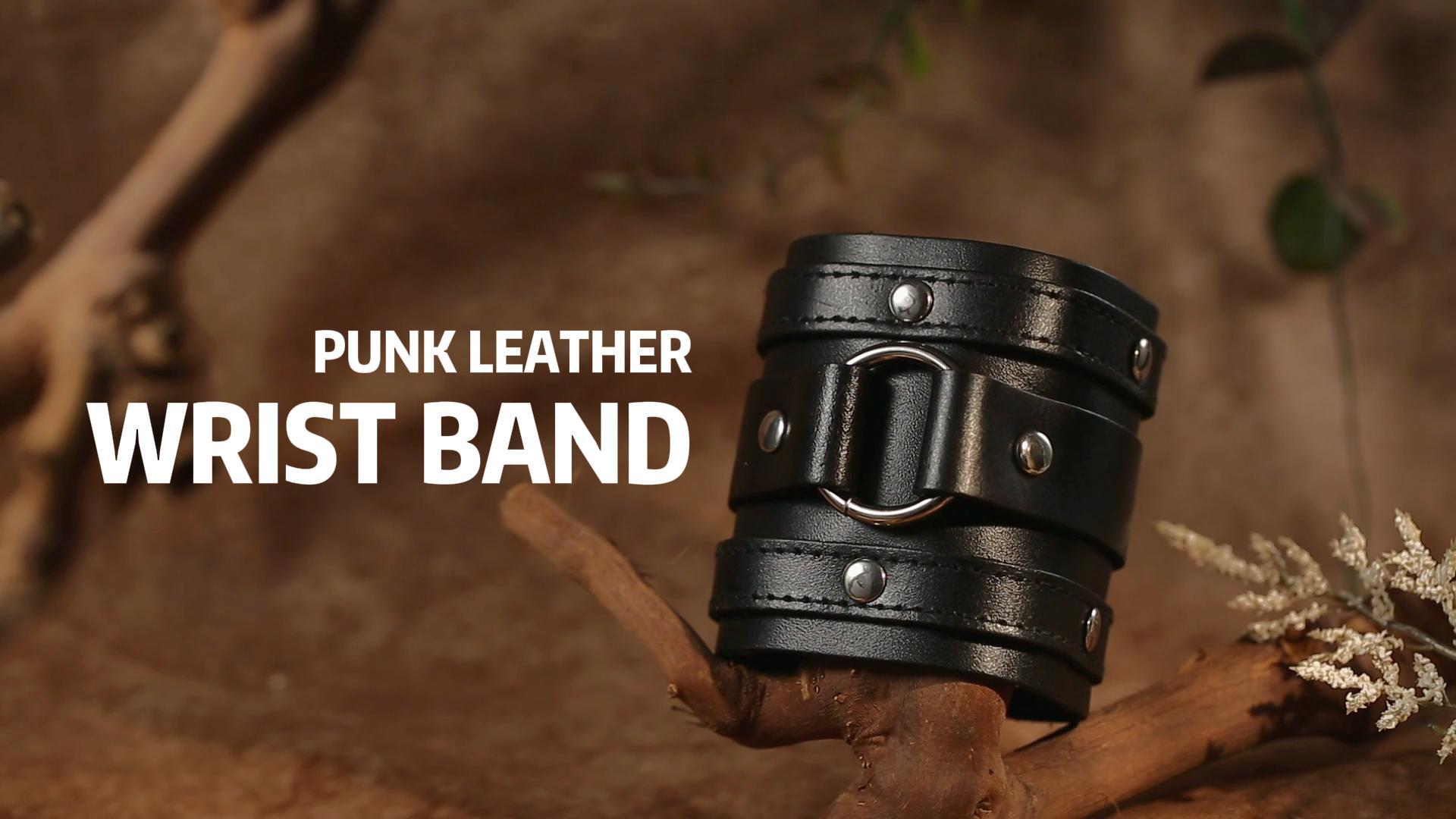 HZMAN Wide Cuff Wrap Gothic Wristband Punk Rock Biker Wide Strap