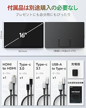 Amazon.co.jp: Intehill モバイルモニター タッチパネル 16インチ 2.5K