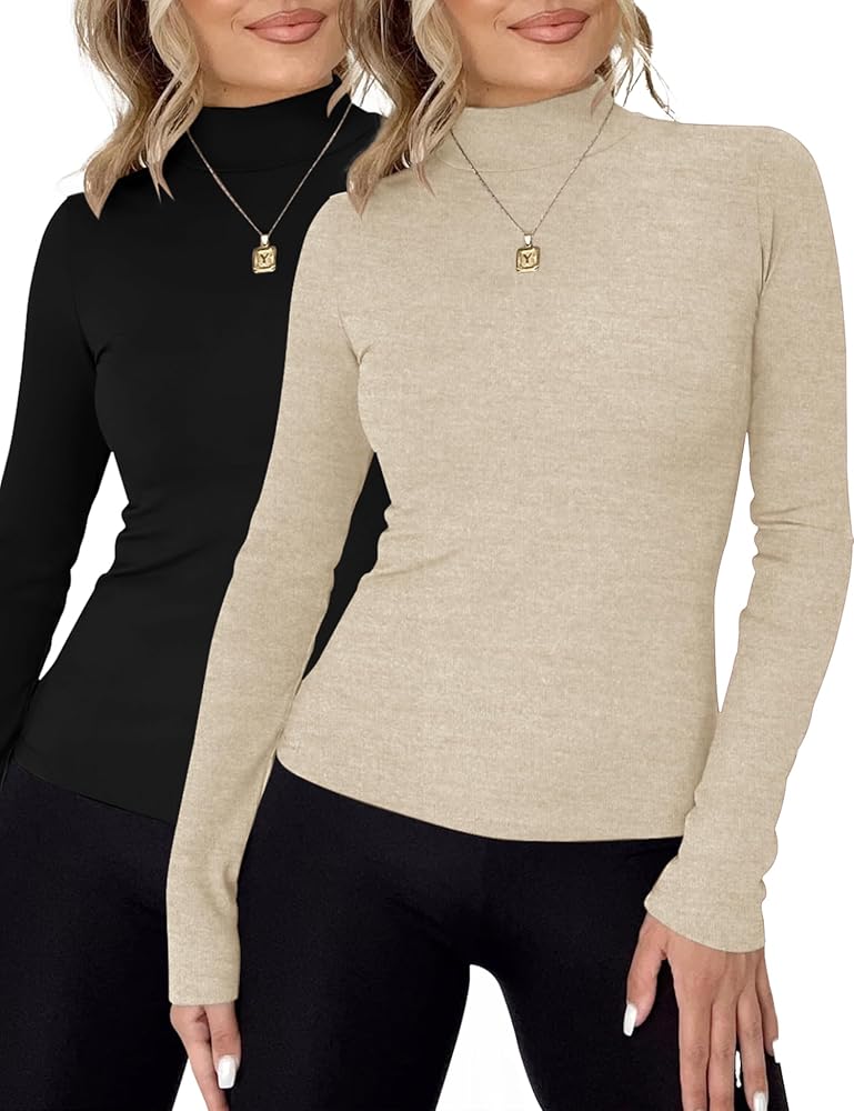 Women Long Sleeve Tops Thermal Turtleneck Shirt Business Casual