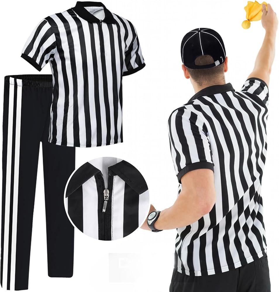 Amazon.com: Men's Official Referee Shirt Black and White Stripes