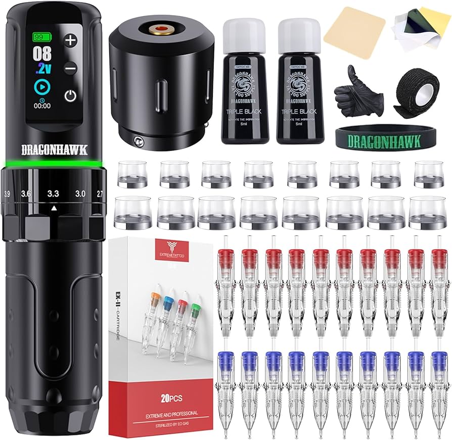 Amazon | Dragonhawk L3 タトゥーマシンキット - ワイヤレス/有線両用