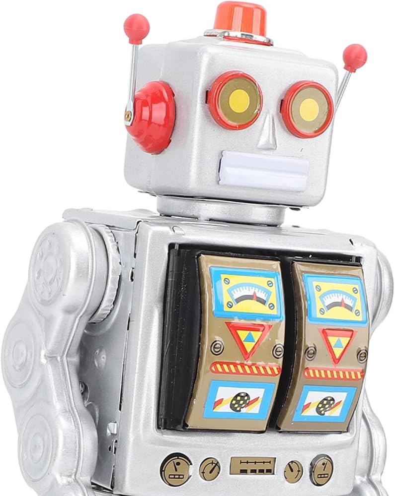 Amazon.co.jp: 金属ブリキロボット玩具、電動回転フィギュアモデル大人