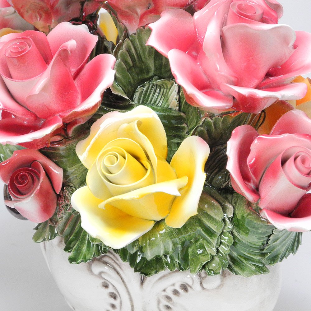 Amazon.co.jp: ヨーロッパインテリア カサピース イタリア製 陶器 バラ