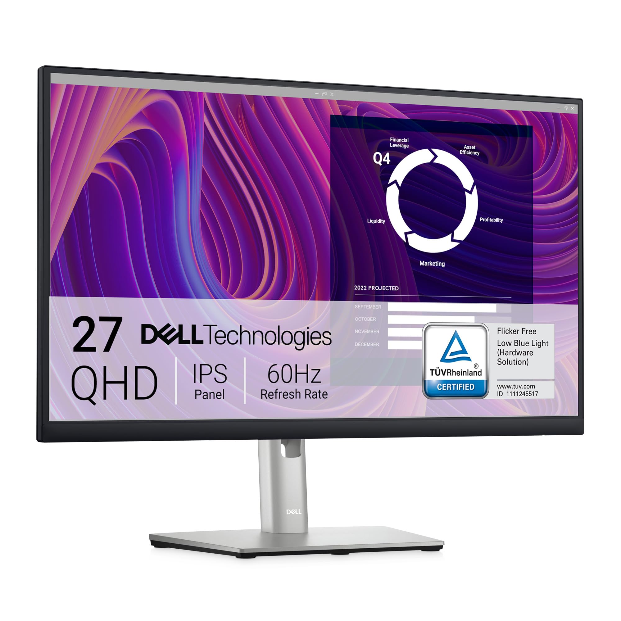 Dell P2723D 27 Inch QHD Monitor, 60Hz, IPS, 5ms, 99% sRGB