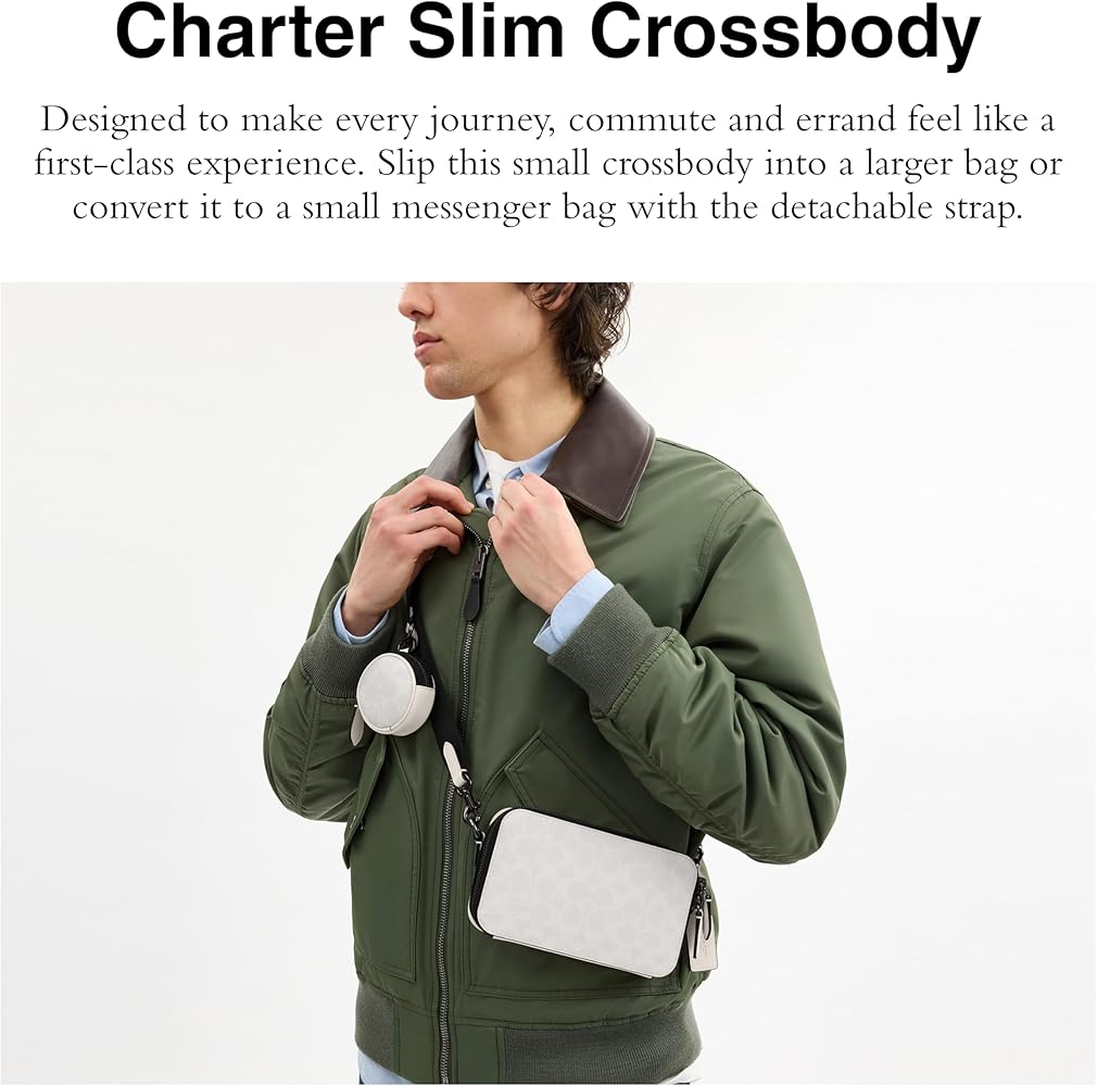 Amazon | コーチチャータースリムクロスボディ。, ホワイト/ブラック