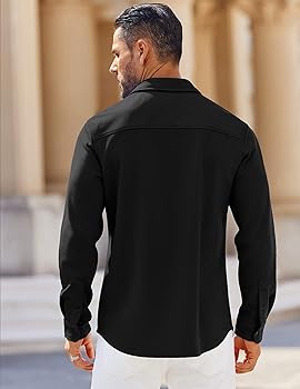 COOFANDY Mens Untucked Shirts Long Sleeve Casual Button Down