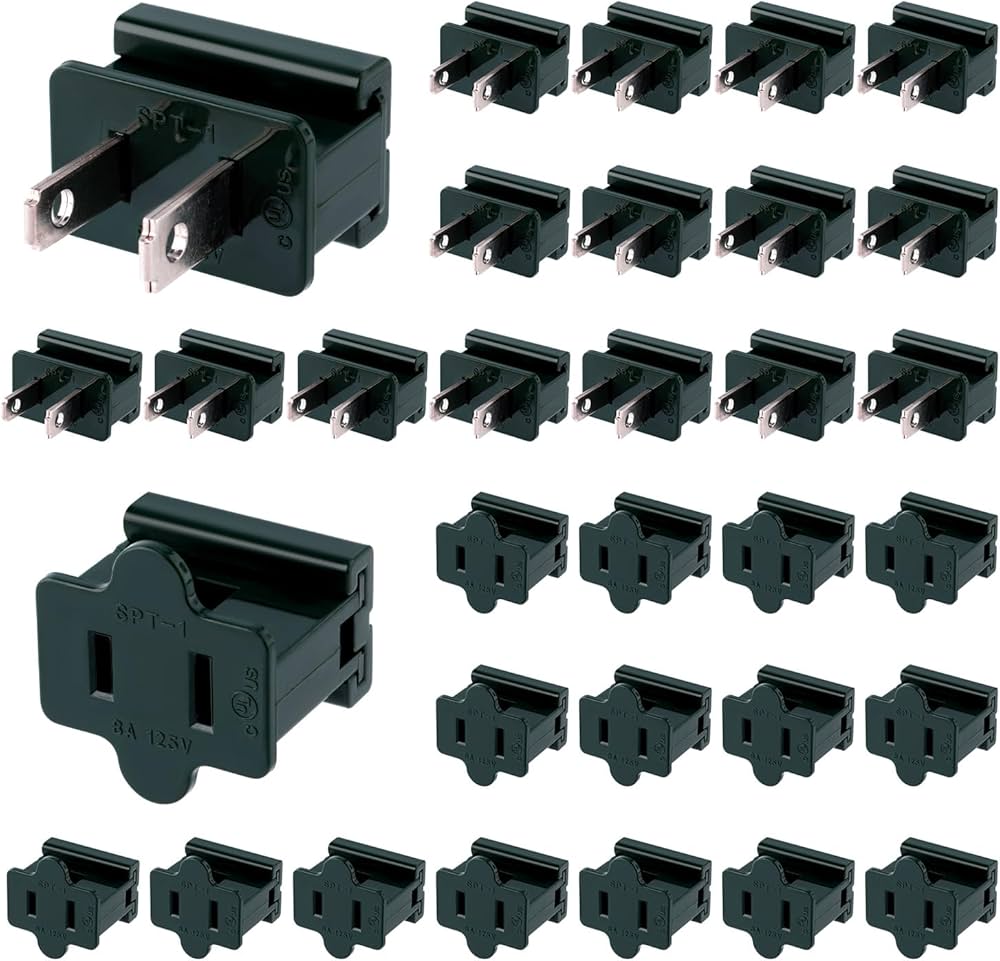 32pcs Holiday Christmas Lighting Outlet Male and Female Green Slip